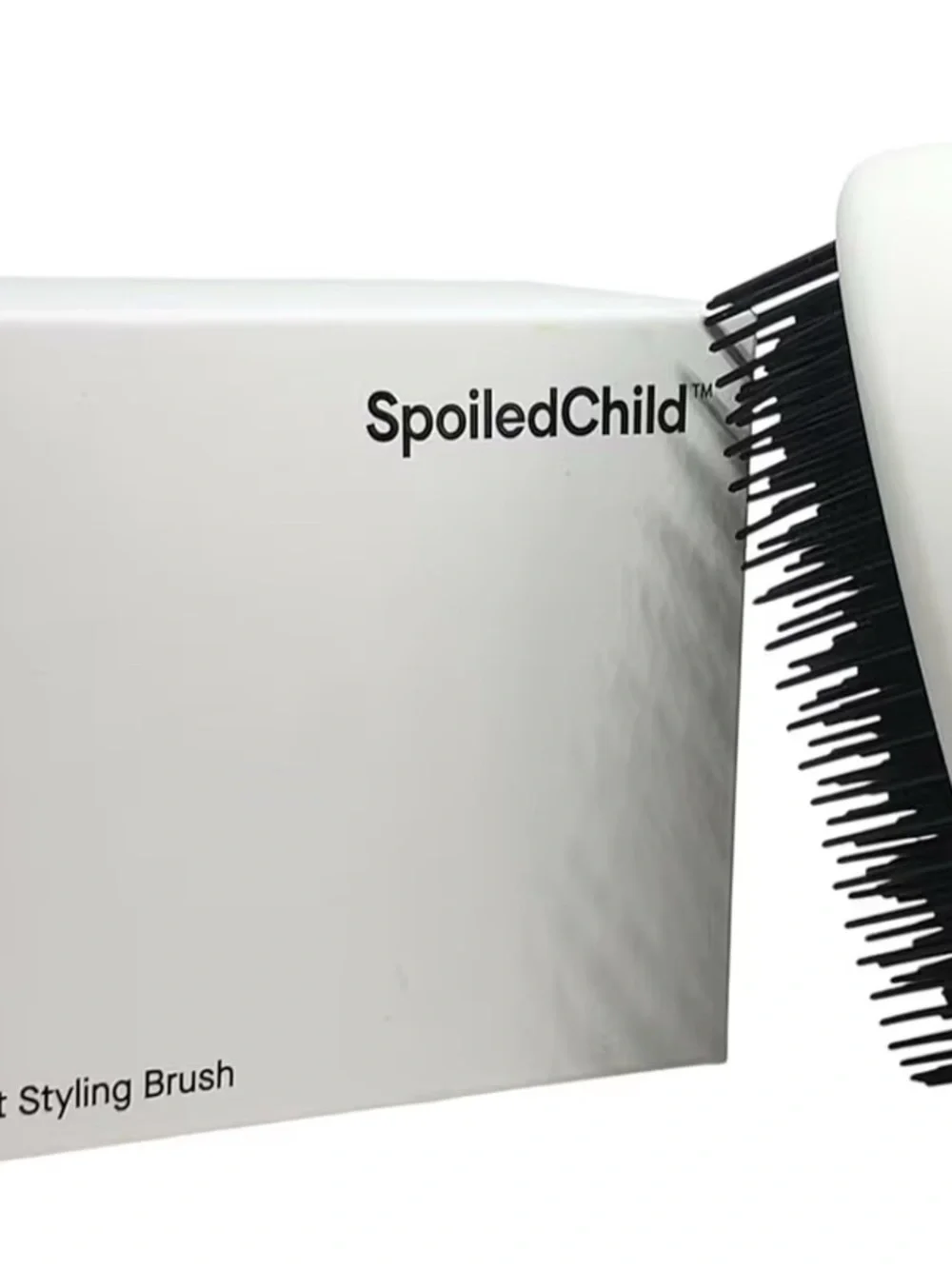 Spoiled Child White Pocket Hair Brush with Black Bristles